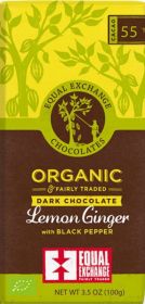 Equal Exchange ORG 55% Lemon, Ginger & Black Pepper Dark Chocolate 100g