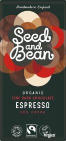 Seed & Bean Organic & Fairtrade Dark Coffee Espresso Choc 75g