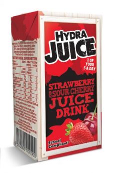 Hydra 75% Strawberry and Sour Cherry Juice Drink Cartons with Straw 200ml