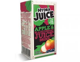 Hydra 75% Apple and Blackcurrant Juice Drink Cartons with Straw 200ml