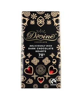 Divine FT Dark Chocolate Hearts 80g