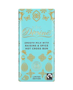 Divine FT Hot Cross Bun - Raisin & Spice Milk Choc 90g