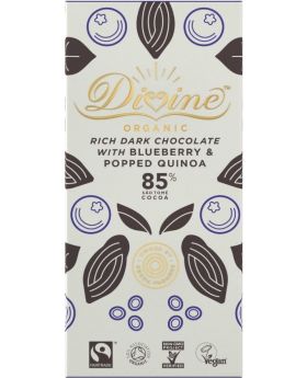 Divine FT & ORG 85% Quinoa Blueberry Dark Chocolate 80g