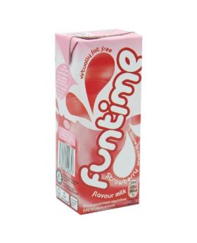 Fun Time Stawberry (Virtually Fat Free Skimmed Milk Cartons with Straw 200ml