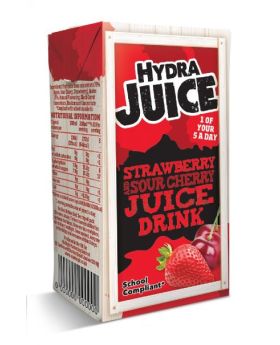 Hydra 75% Strawberry and Sour Cherry Juice Drink Cartons with Straw 200ml