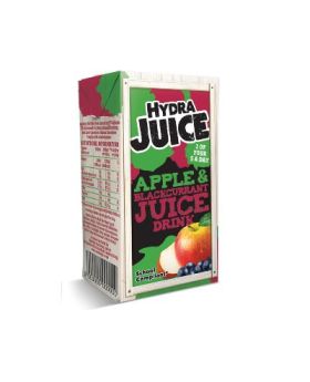 Hydra 75% Apple and Blackcurrant Juice Drink Cartons with Straw 200ml