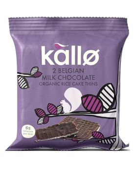 Kallo Organic Belgian Milk Chocolate Rice Cake Thins 22.5g - 2's