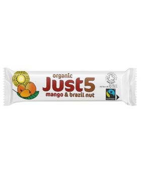 Just5 Fairtrade & Organic Mango & Brazil Nut Bars 40g