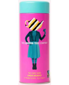 London Tea Company Fair Trade The Early Bird - London Breakfast Pyramid Tube Tin (15's) 