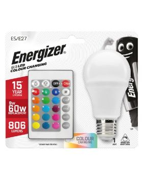 Enegizer colour changing E27 GLS LED RGB+W with remote
