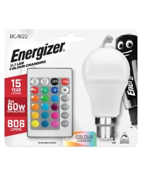 Enegizer colour changing B22 GLS LED RGB+W with remote
