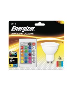 Energizer colour changing GU10 LED RGB+W with remote control