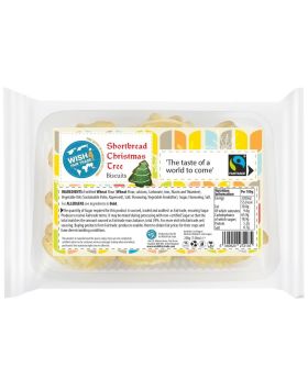 Christmas Greeting - Wish 4 Fairtrade Shortbread - Tree Biscuit -Single