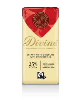 Divine FT White Strawberries Chocolate 90g